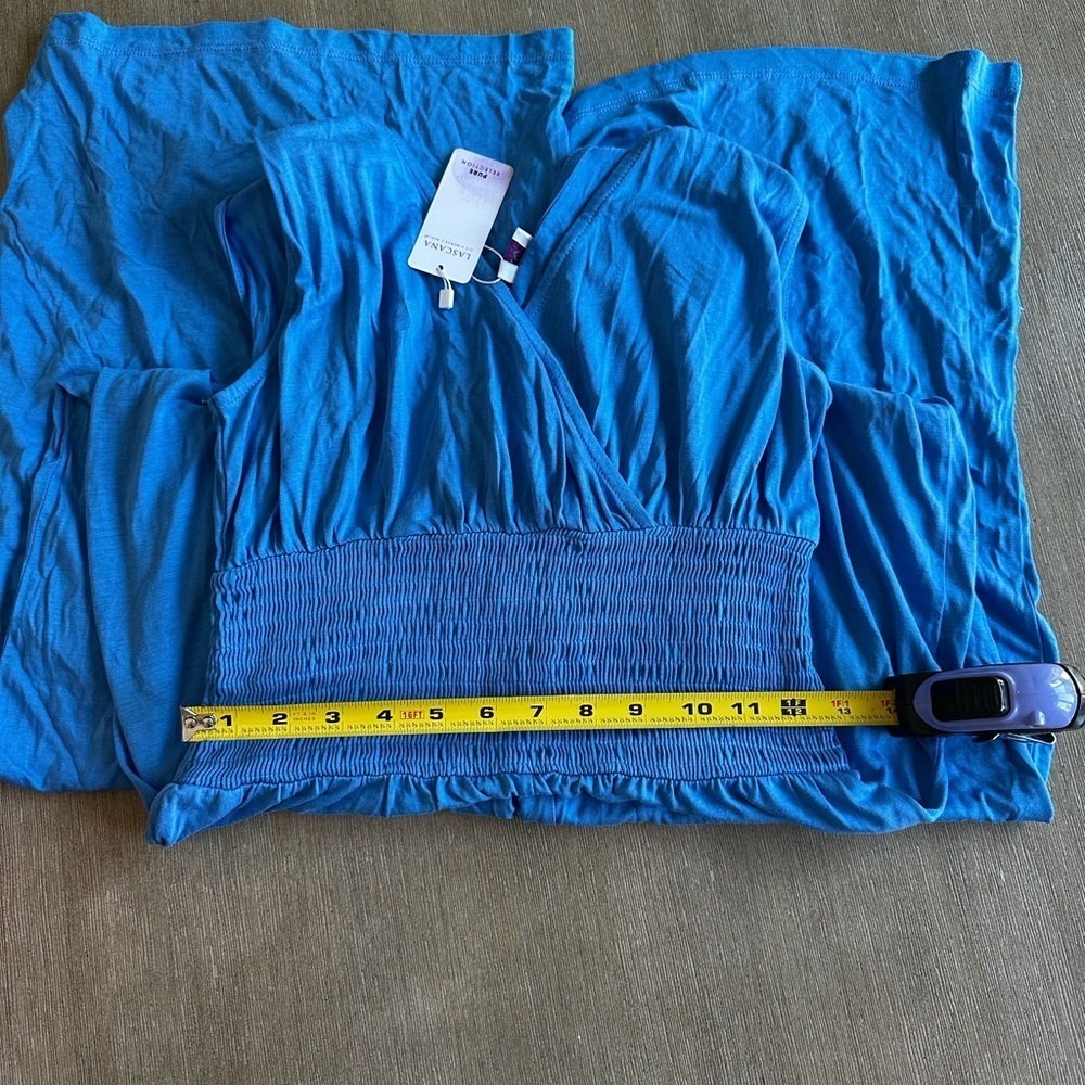 Lascana Tie-Shoulder Wide Leg Smocked Waist Casual Jumpsuit US Size 6 nwt - Picture 8 of 9